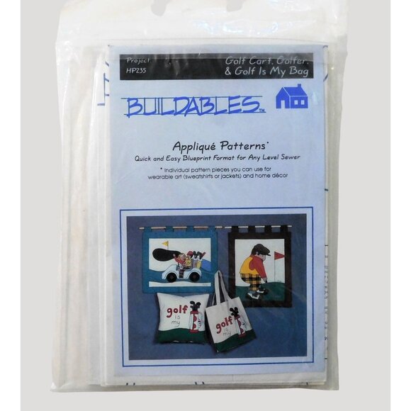 Buildables Golf Cart Golfer Appliqué Patterns Sewing Wearable Art Home Décor - Picture 1 of 4